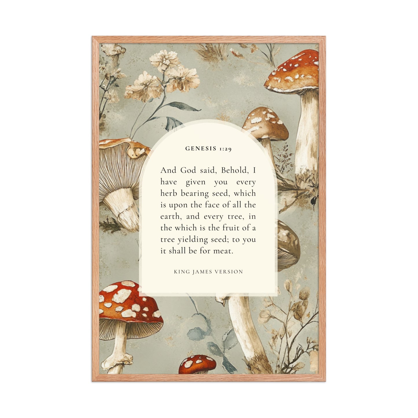 Genesis 1:29 Botanical Mushrooms Background  