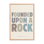Matthew 7:24-25 Wall Art - "Founded Upon a Rock" Framed print    Black / 8″×10″-Black / 11″×14″-Black / 12″×16″-Black / 12″×18″-Black / 16″×20″ 