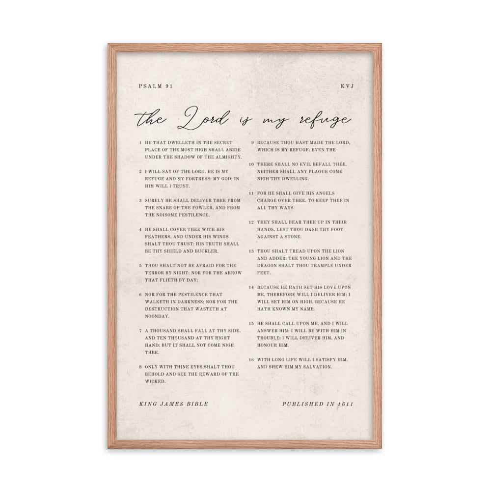 Psalm 91 KJV Whole Chapter On Beige 24x36