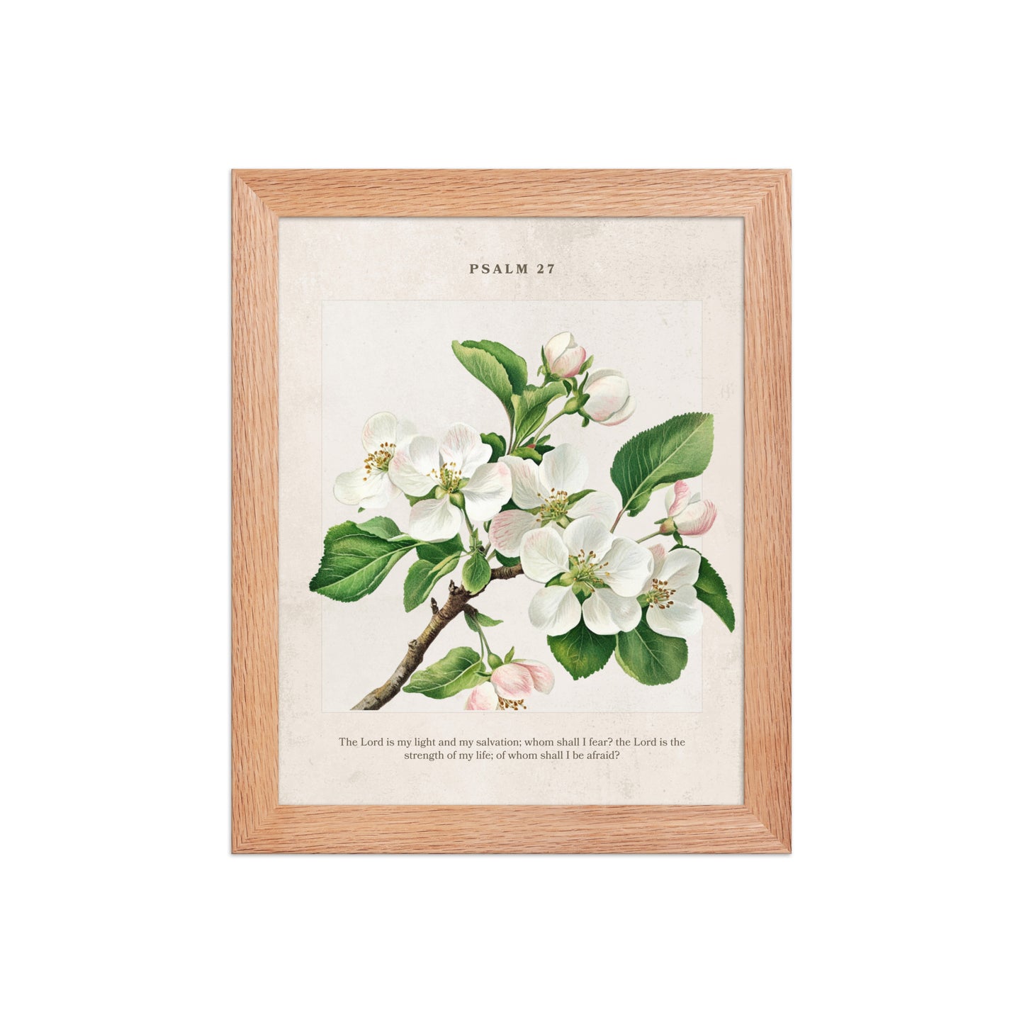 Psalm 27 Quote Vintage Floral On Beige Background  
