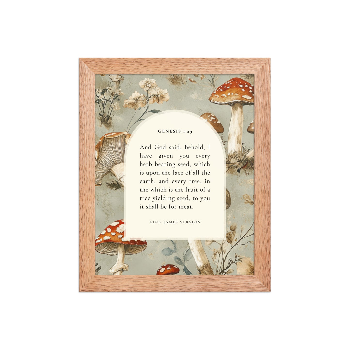 Genesis 1:29 Botanical Mushrooms Background  