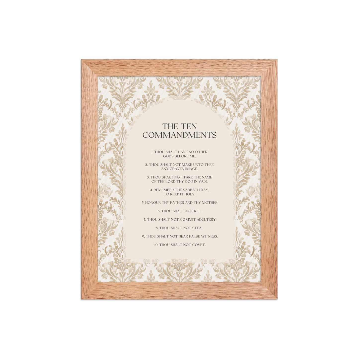 The Ten Commandments: Arch Design Print with Roman Numerals or List    Unframed Matte Paper / 8″×10″ / List-Unframed Matte Paper / 8″×10″ / Roman Numerals-Unframed Matte Paper / 11″×14″ / List-Unframed Matte Paper / 11″×14″ / Roman Numerals-Unframed Matte Paper / 12″×16″ / List 
