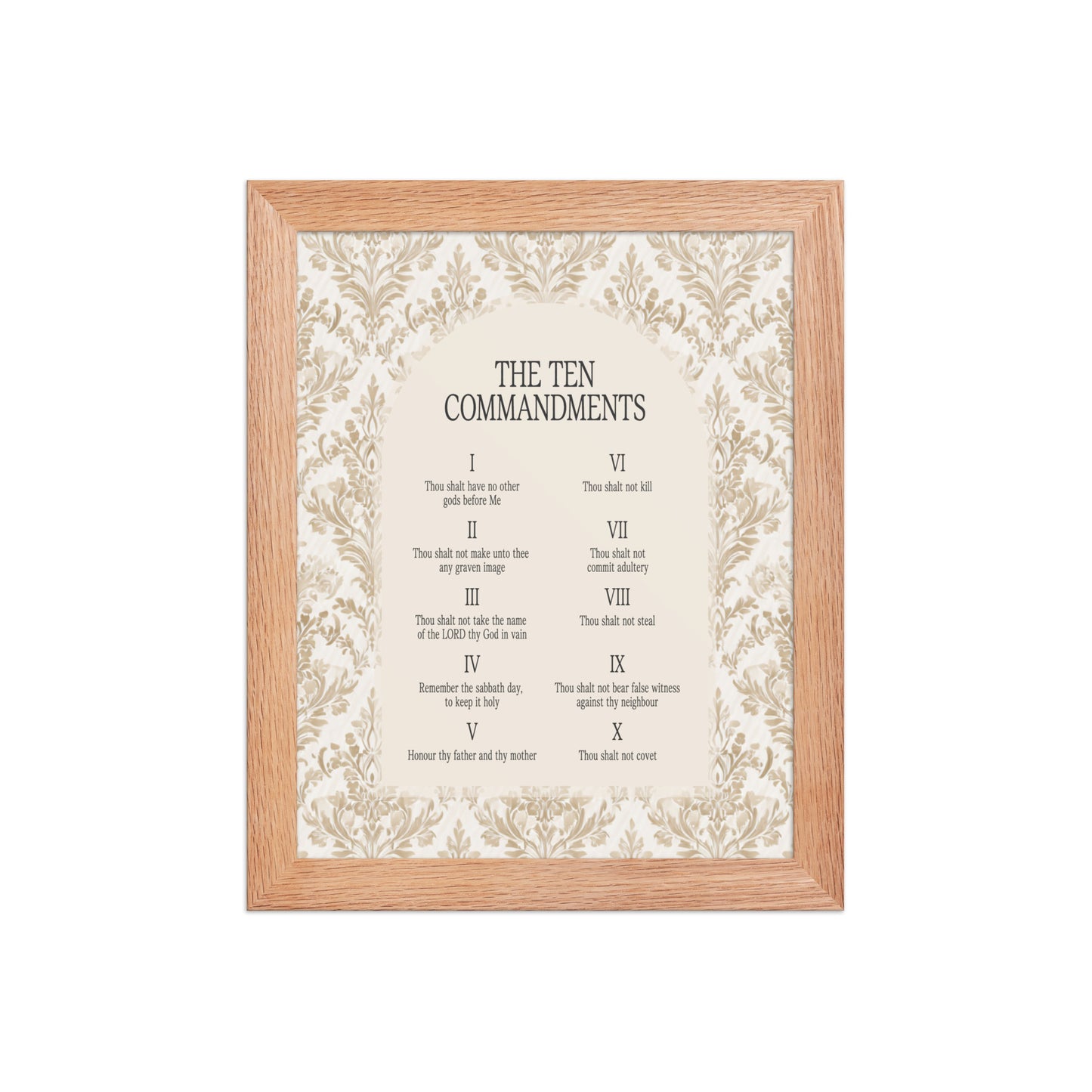 The Ten Commandments: Arch Design Print with Roman Numerals or List