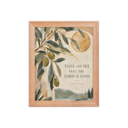 Taste and See Psalm 34:8 — Matte Red Oak Frame / 8″×10″ portrait mockup