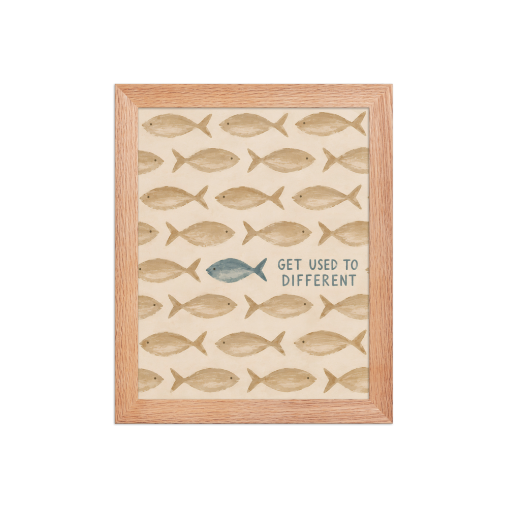 Get Used To Different Christian wall art — Matte Red Oak Frame / 8″×10″ portrait mockup