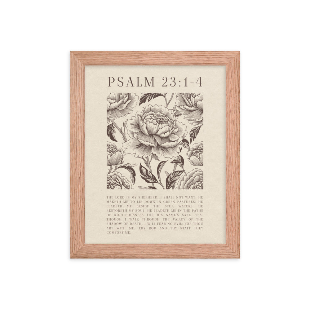 Psalm 23:1-4 Floral Art On Beige Background  