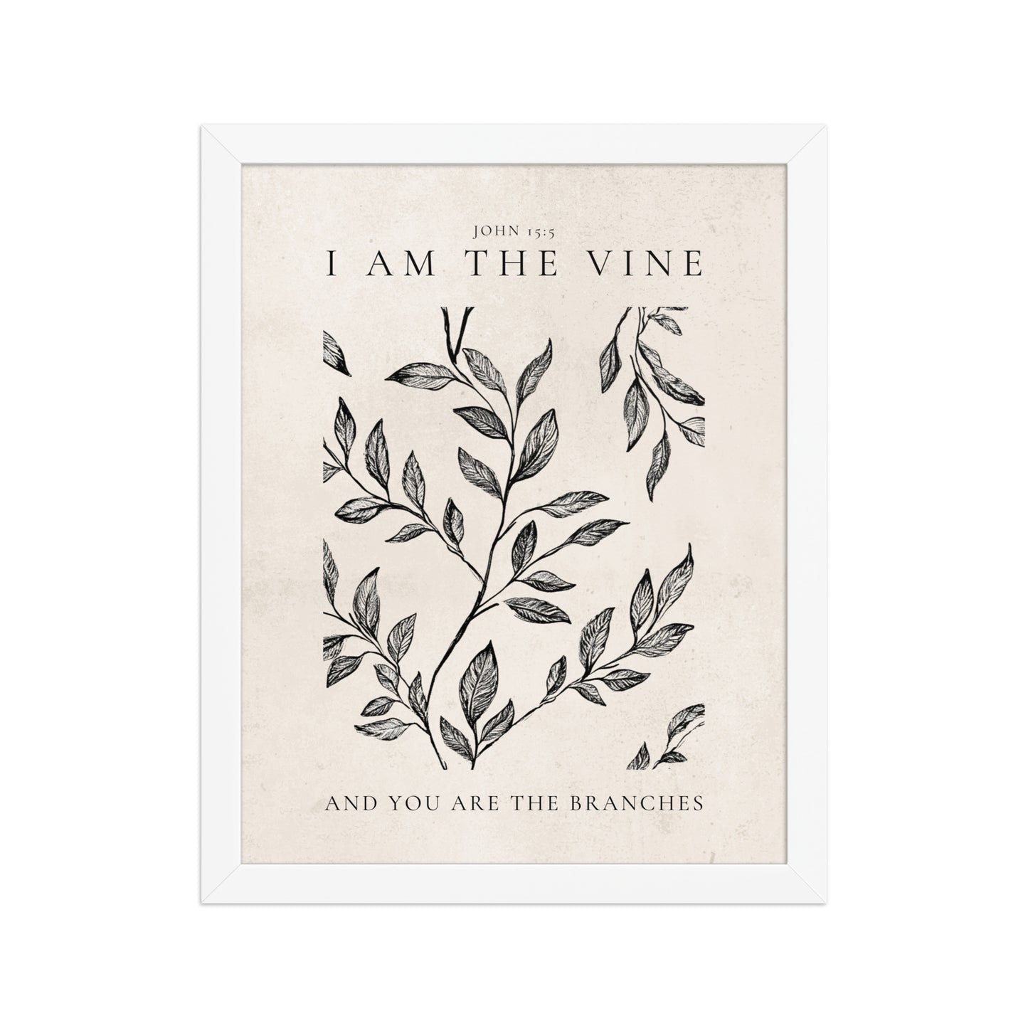 John 15:5 Vintage Floral On Beige Background  