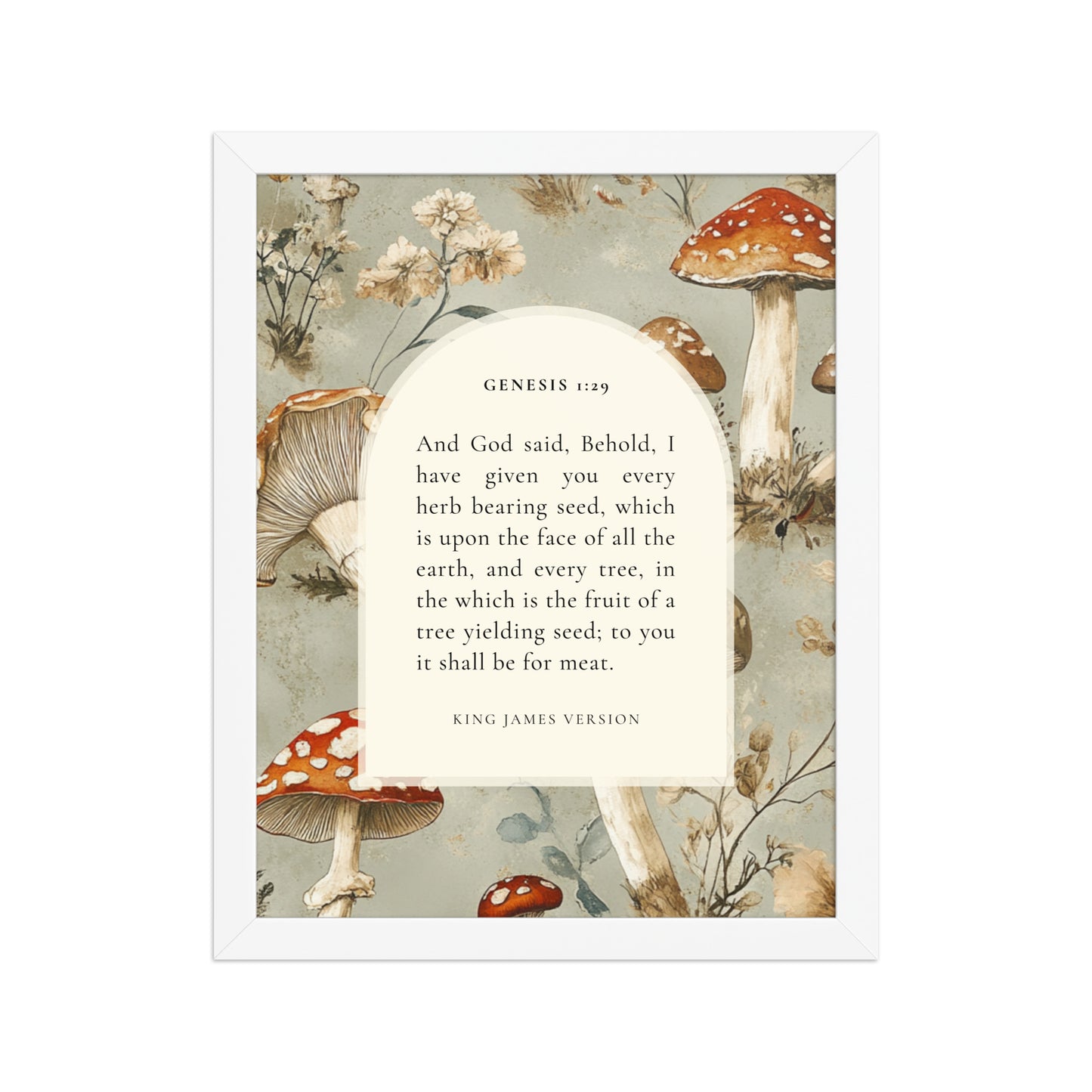 Genesis 1:29 Botanical Mushrooms Background  