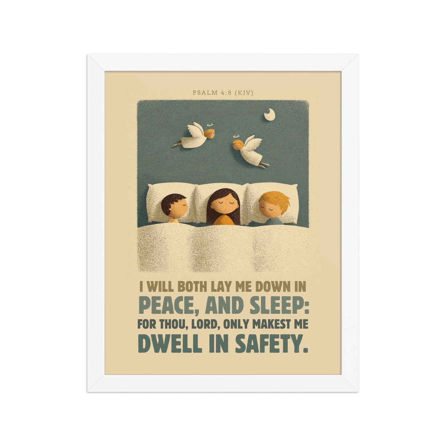 Psalm 4:8 Nursery Wall Art    Unframed Matte Paper / 8″×10″-Unframed Matte Paper / 11″×14″-Unframed Matte Paper / 12″×16″-Unframed Matte Paper / 12″×18″-Unframed Matte Paper / 16″×20″ 