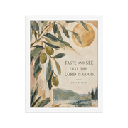 Taste and See Psalm 34:8 — Matte White Frame / 11″×14″ portrait mockup