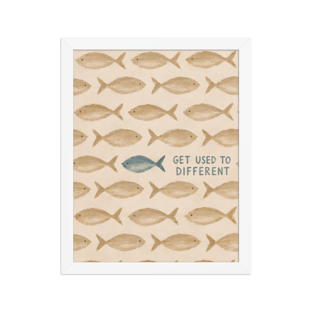 Get Used To Different Christian wall art — Matte White Frame / 11″×14″ portrait mockup