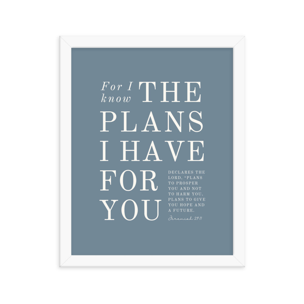 Jeremiah 29:11 Warm Blues Slate Gray 11x14