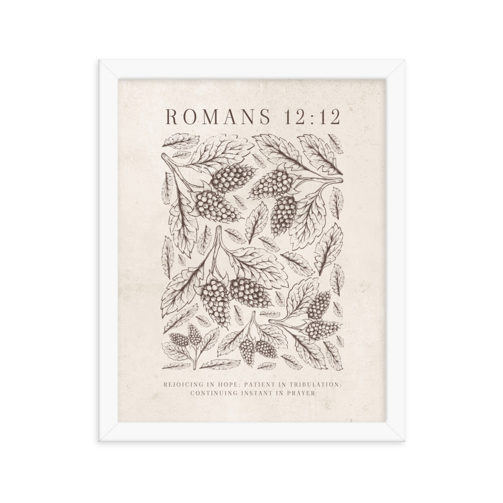 Romans 12:12 Floral On Beige  