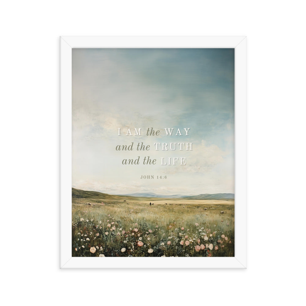 John 14:6 Meadow Scenery With Light Or Dark Text  