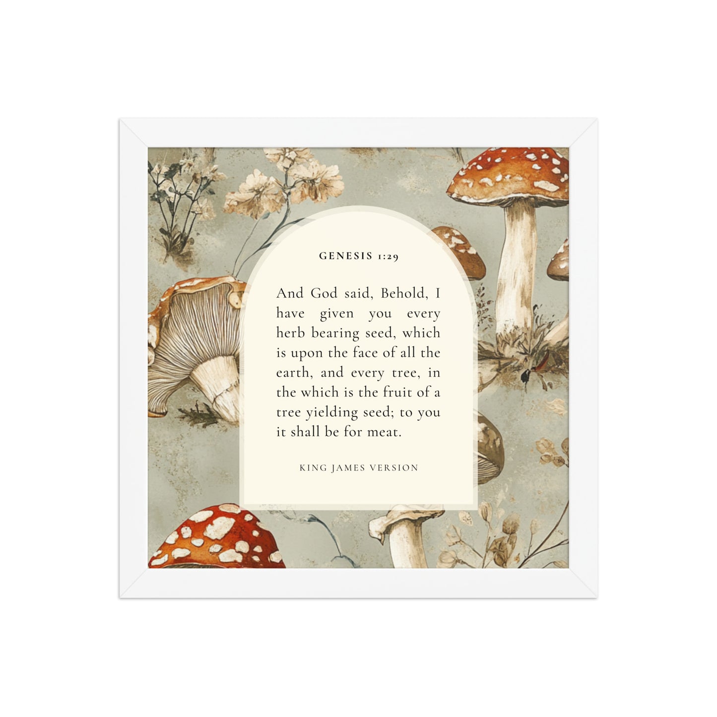Genesis 1:29 Botanical Mushrooms Background  