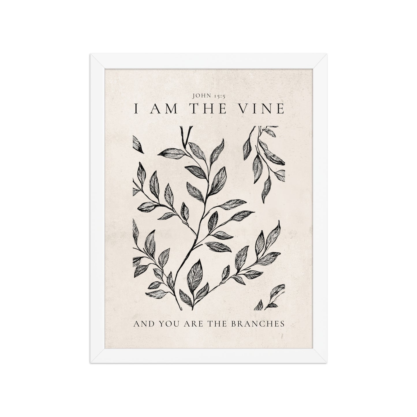 John 15:5 Vintage Floral On Beige Background  