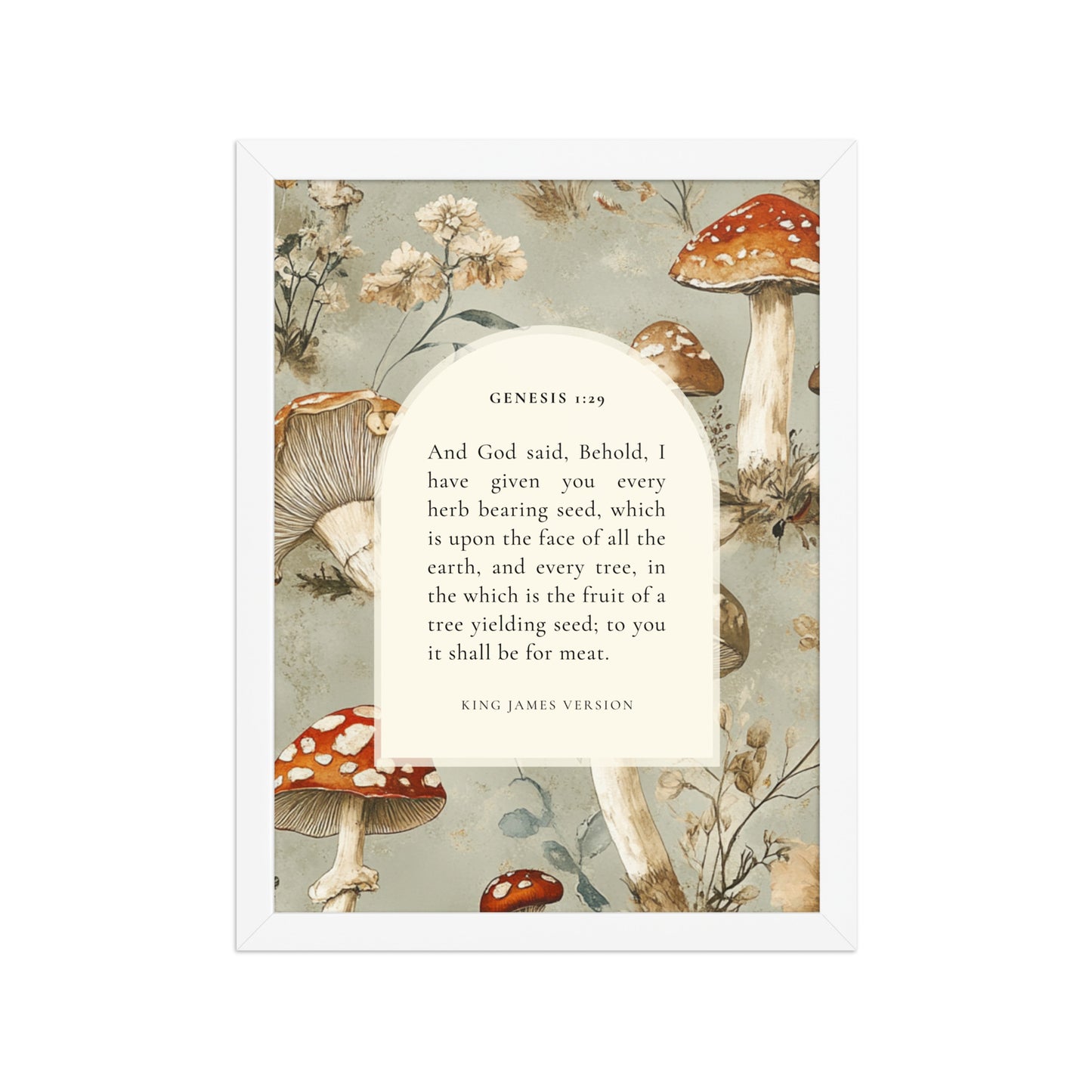 Genesis 1:29 Botanical Mushrooms Background  