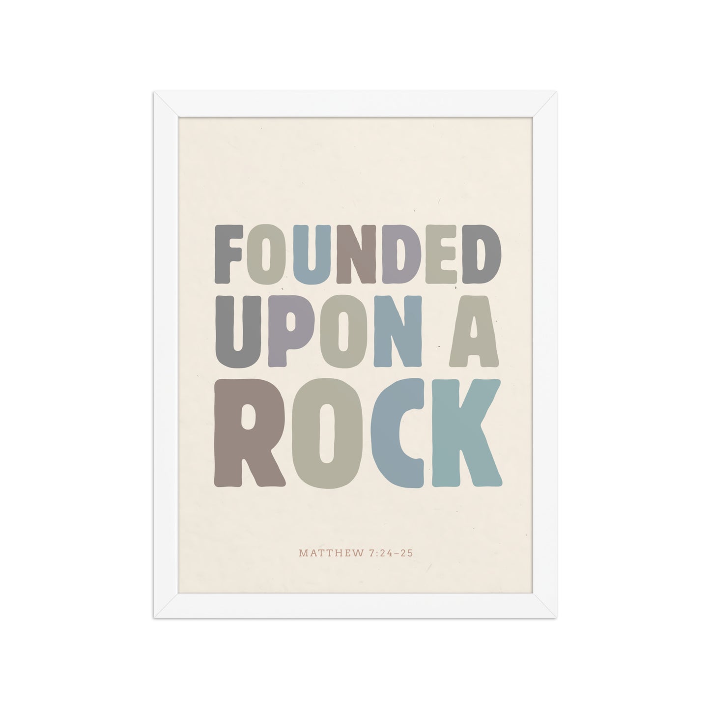 Matthew 7:24-25 Wall Art - "Founded Upon a Rock" Framed print    Black / 8″×10″-Black / 11″×14″-Black / 12″×16″-Black / 12″×18″-Black / 16″×20″ 