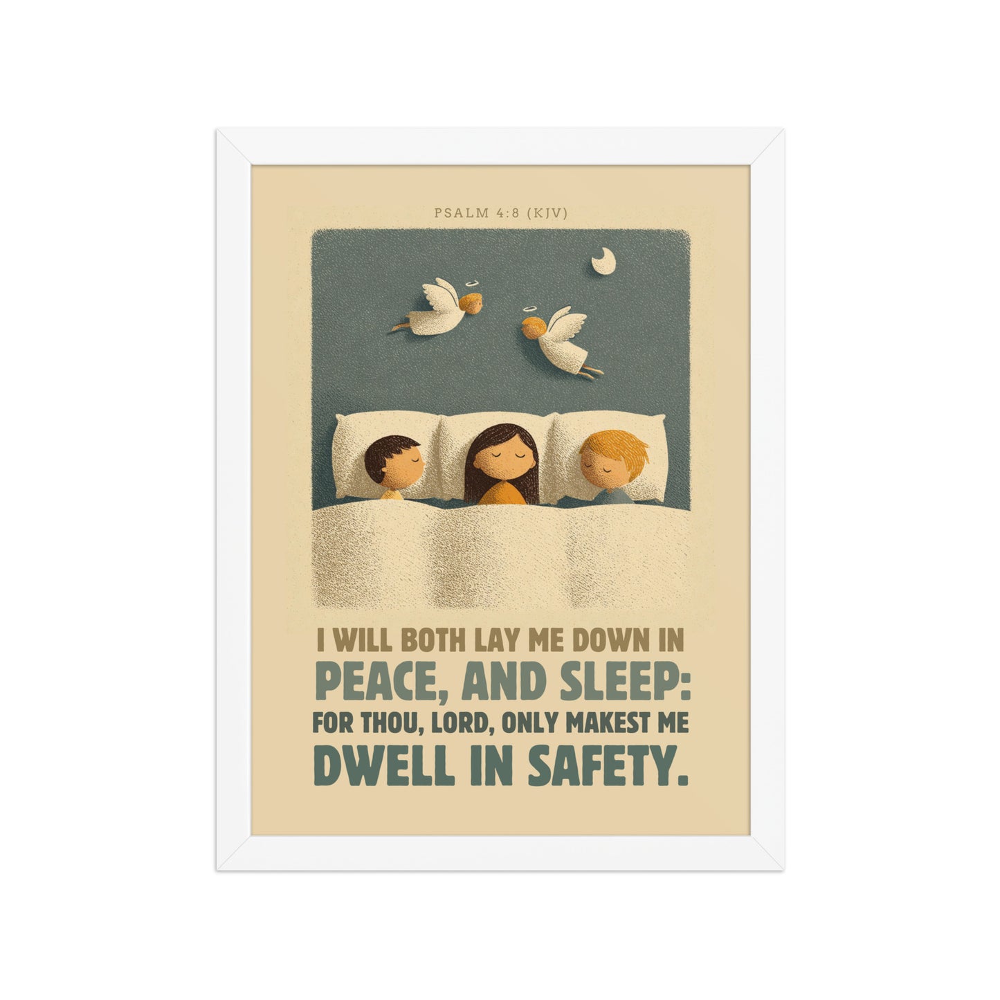 Psalm 4:8 Nursery Wall Art    Unframed Matte Paper / 8″×10″-Unframed Matte Paper / 11″×14″-Unframed Matte Paper / 12″×16″-Unframed Matte Paper / 12″×18″-Unframed Matte Paper / 16″×20″ 