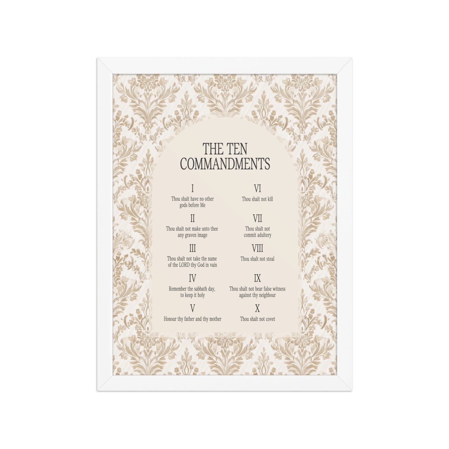 The Ten Commandments: Arch Design Print with Roman Numerals or List