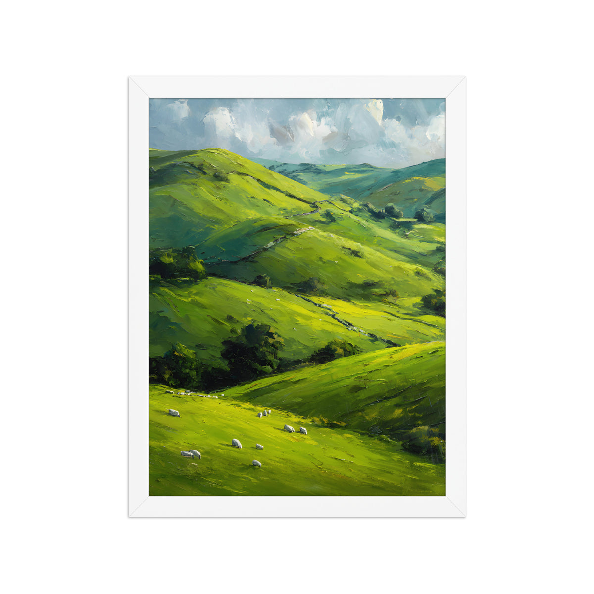 He Left the 99 Jesus and lamb Christian wall art in a framed poster studio mockup.