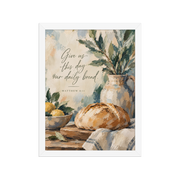Give Us This Day Our Daily Bread Matthew 6:11 — Matte White Frame / 12″×16″ portrait mockup