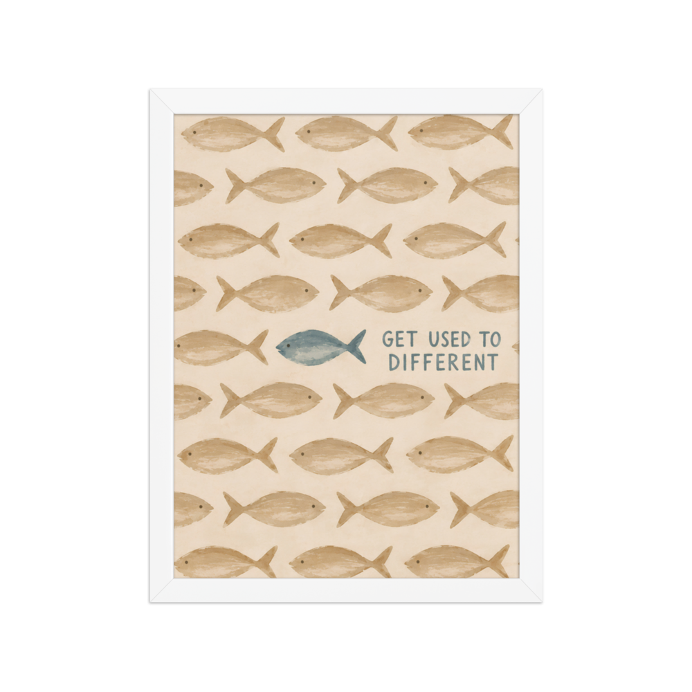 Get Used To Different Christian wall art — Matte White Frame / 12″×16″ portrait mockup