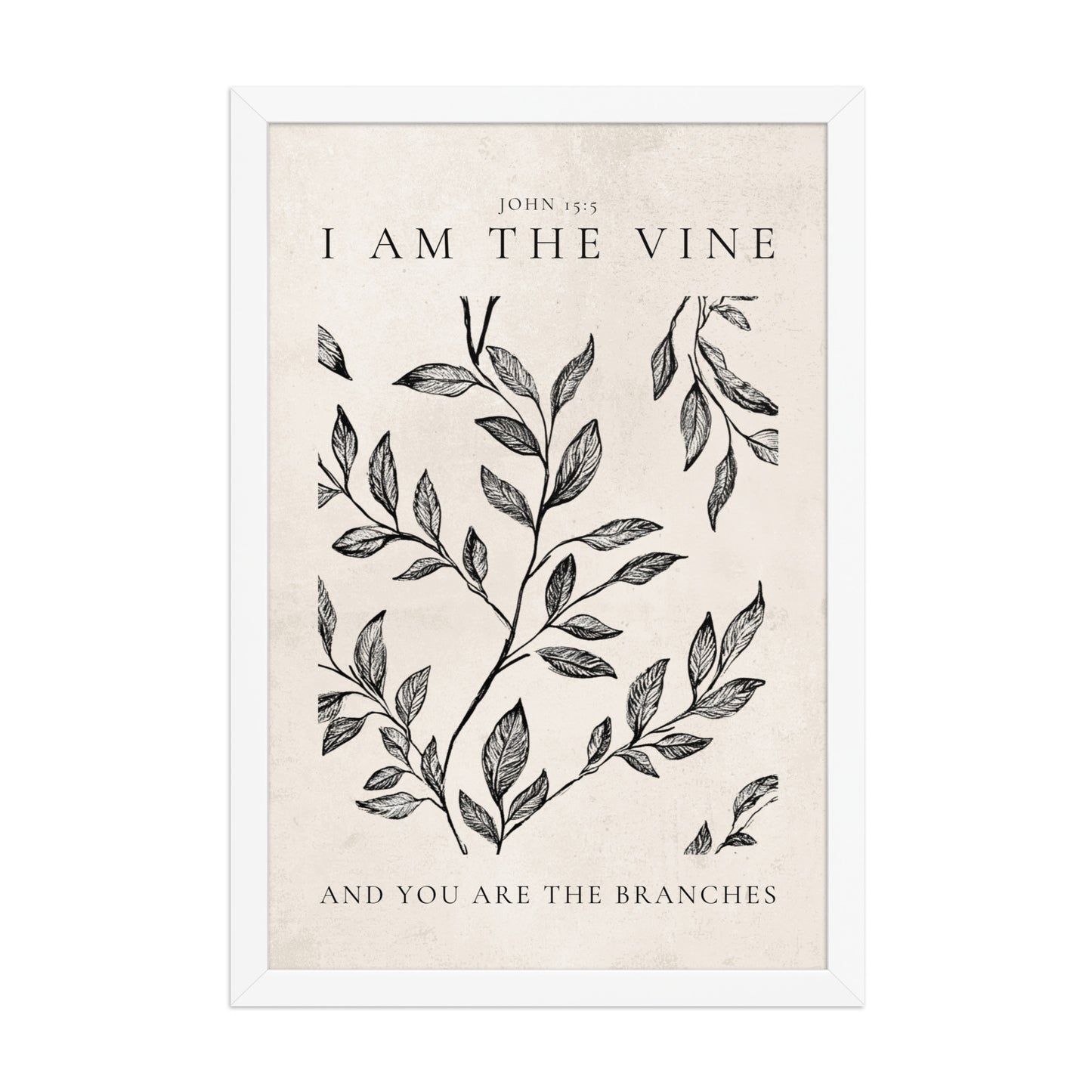 John 15:5 Vintage Floral On Beige Background  