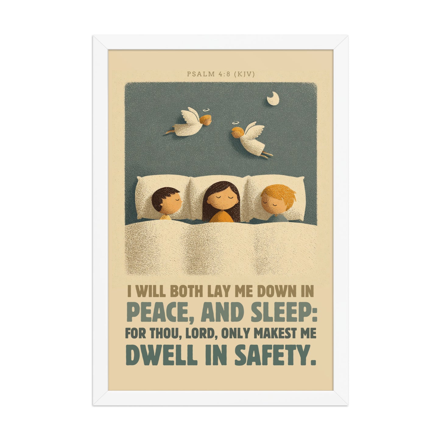 Psalm 4:8 Nursery Wall Art    Unframed Matte Paper / 8″×10″-Unframed Matte Paper / 11″×14″-Unframed Matte Paper / 12″×16″-Unframed Matte Paper / 12″×18″-Unframed Matte Paper / 16″×20″ 