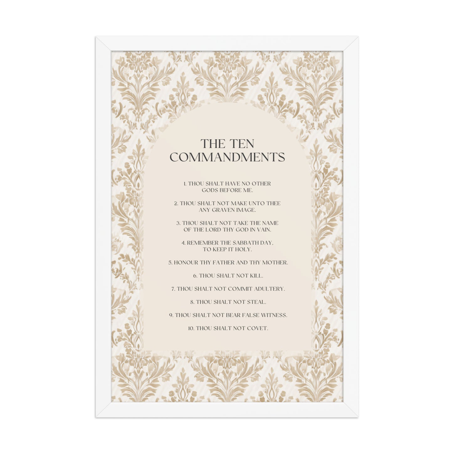 The Ten Commandments: Arch Design Print with Roman Numerals or List    Unframed Matte Paper / 8″×10″ / List-Unframed Matte Paper / 8″×10″ / Roman Numerals-Unframed Matte Paper / 11″×14″ / List-Unframed Matte Paper / 11″×14″ / Roman Numerals-Unframed Matte Paper / 12″×16″ / List 