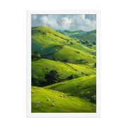 He Left the 99 Jesus and lamb Christian wall art in a framed poster studio mockup.