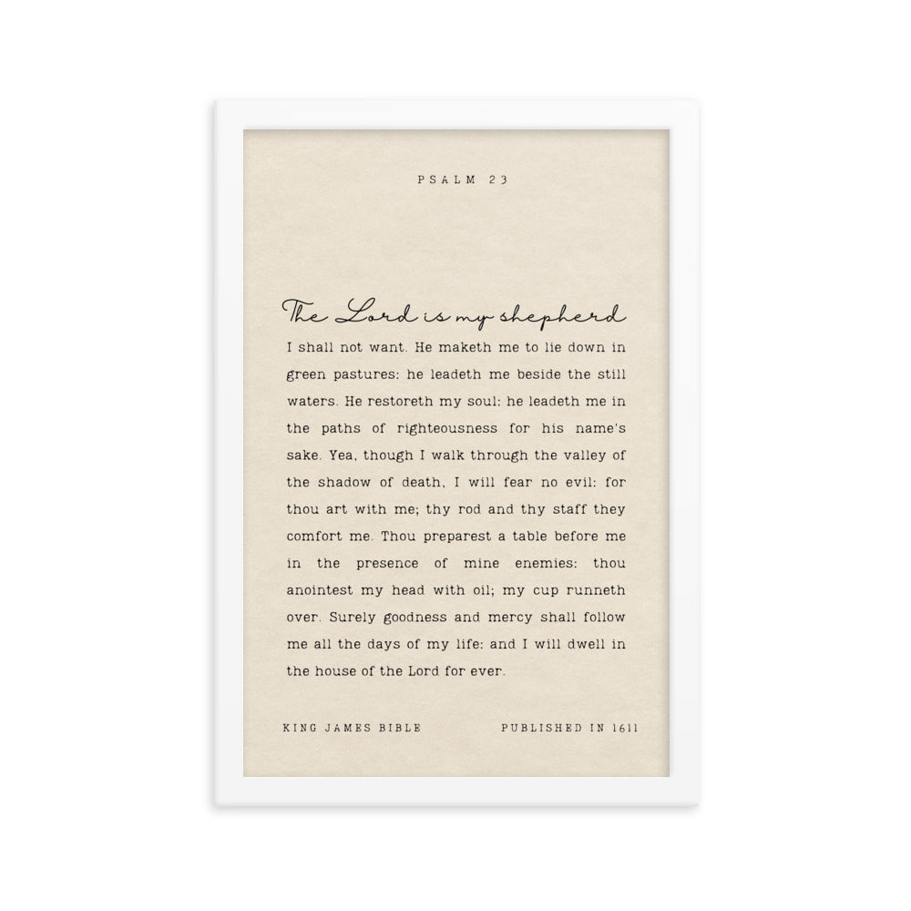 Psalm 23 On Beige Background  