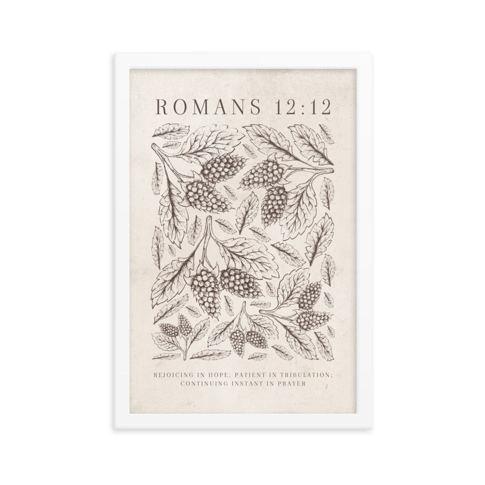 Romans 12:12 Floral On Beige  