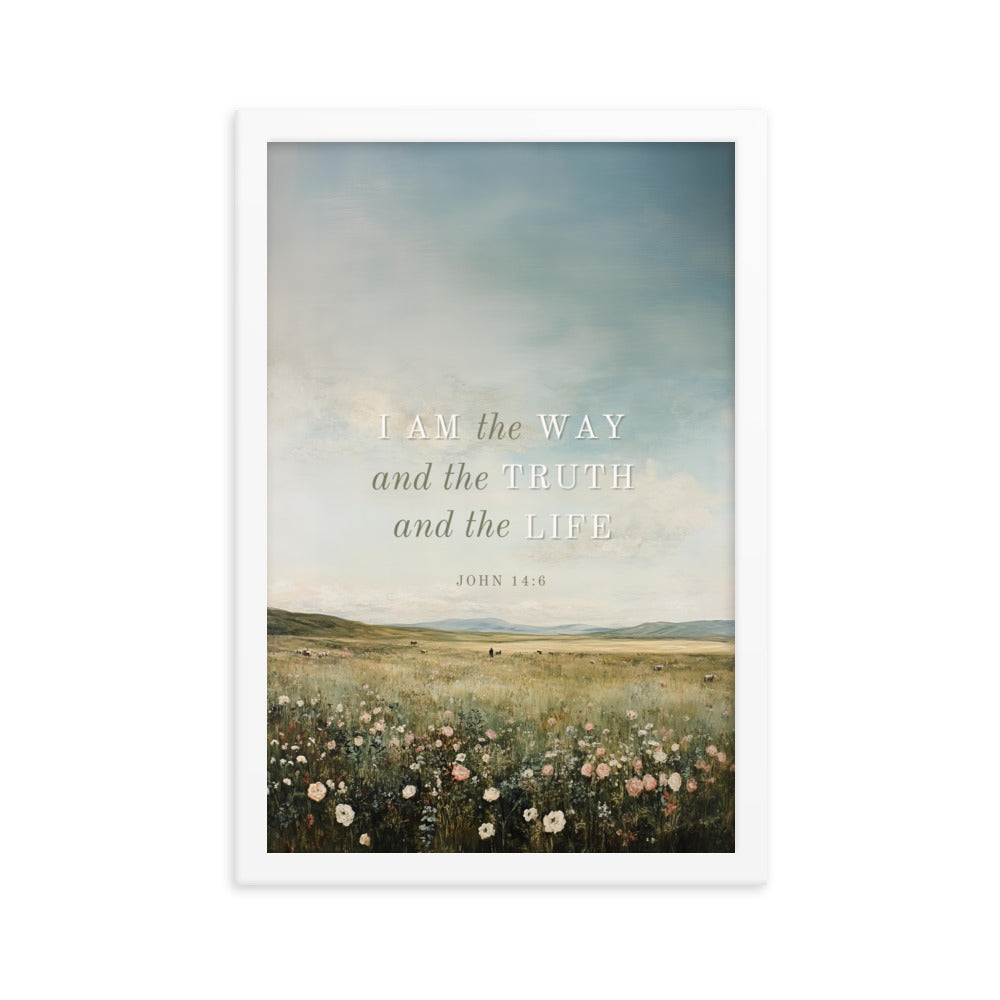 John 14:6 Meadow Scenery With Light Or Dark Text  