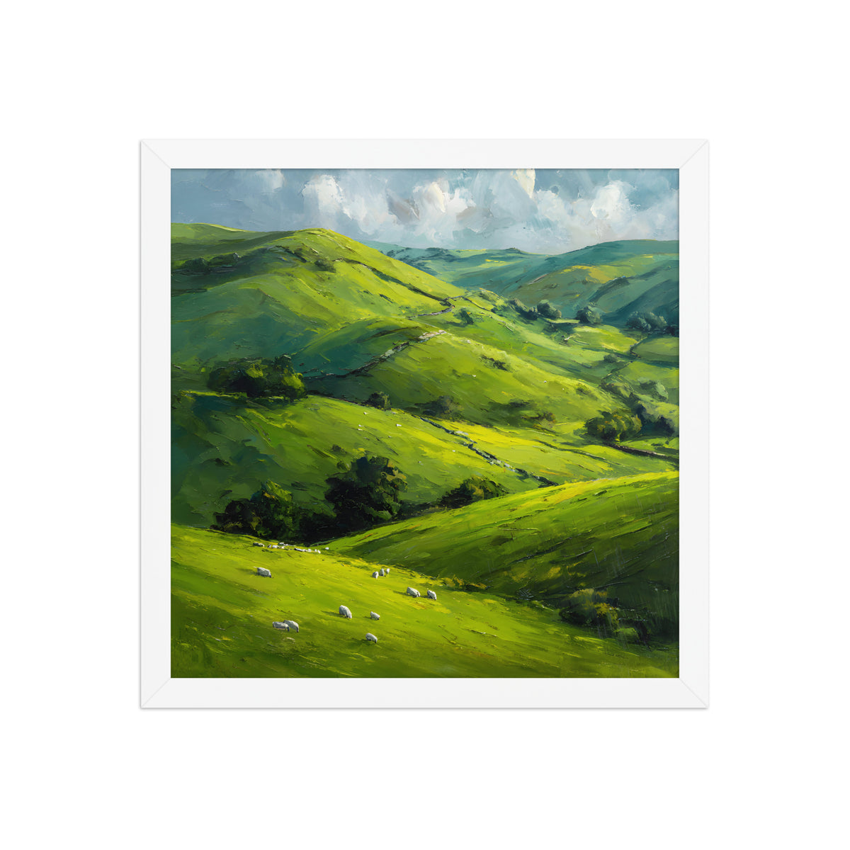He Left the 99 Jesus and lamb Christian wall art in a framed poster studio mockup.