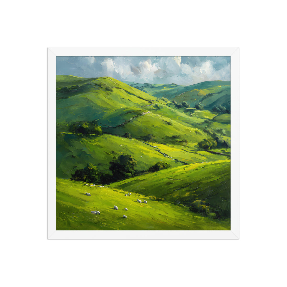 He Left the 99 Jesus and lamb Christian wall art in a framed poster studio mockup.