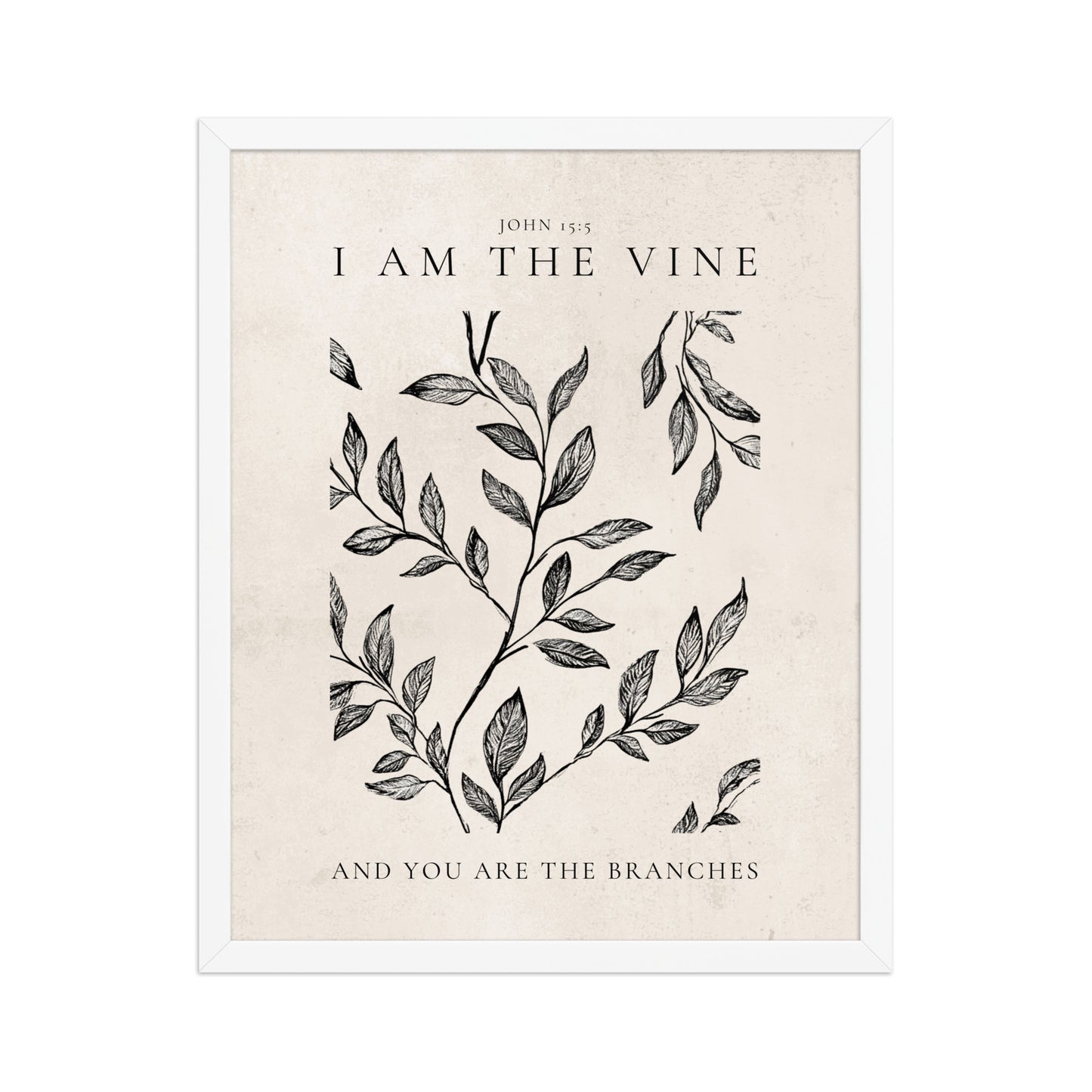 John 15:5 Vintage Floral On Beige Background