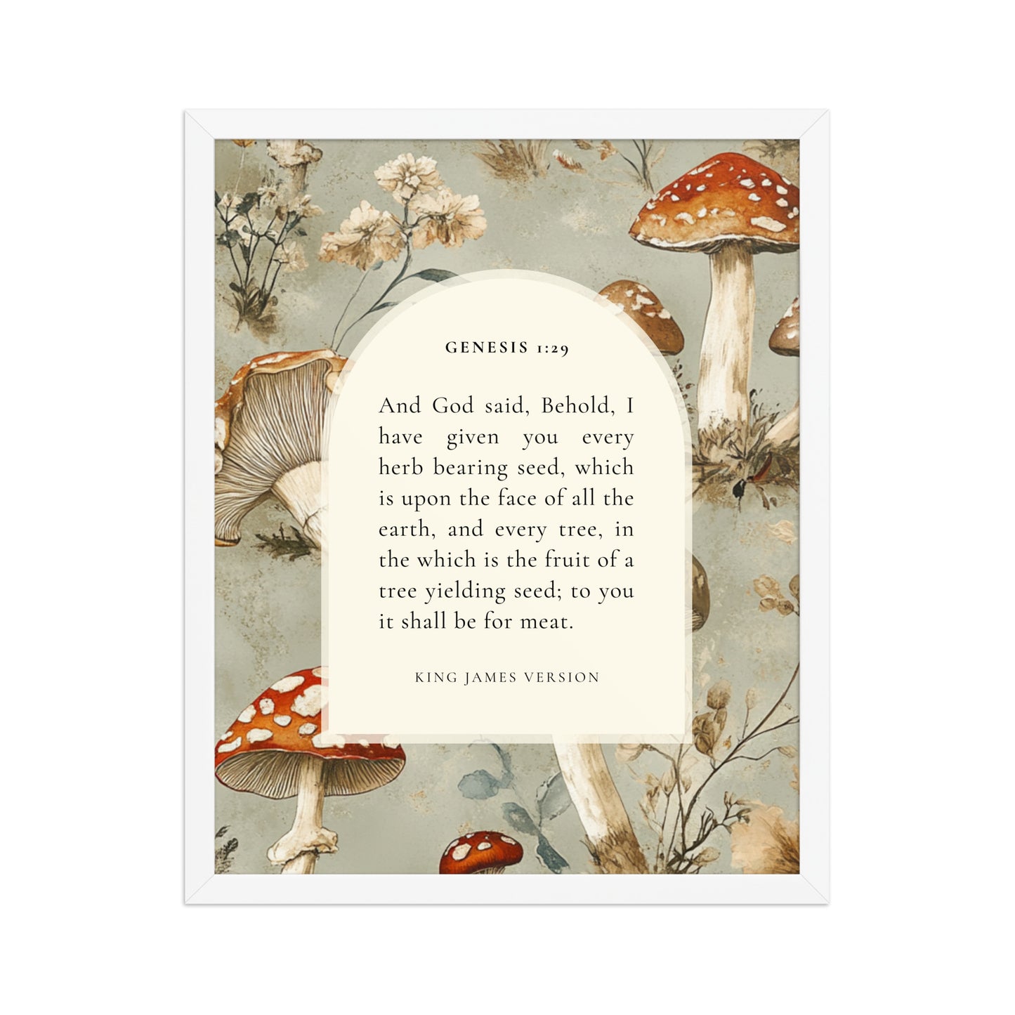 Genesis 1:29 Botanical Mushrooms Background 16x20