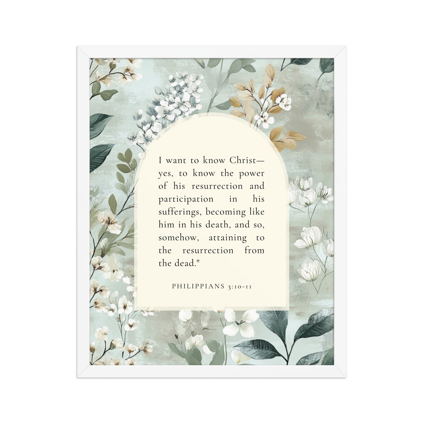 Philippians 3:10-11 –  Soft Floral Background 16x20