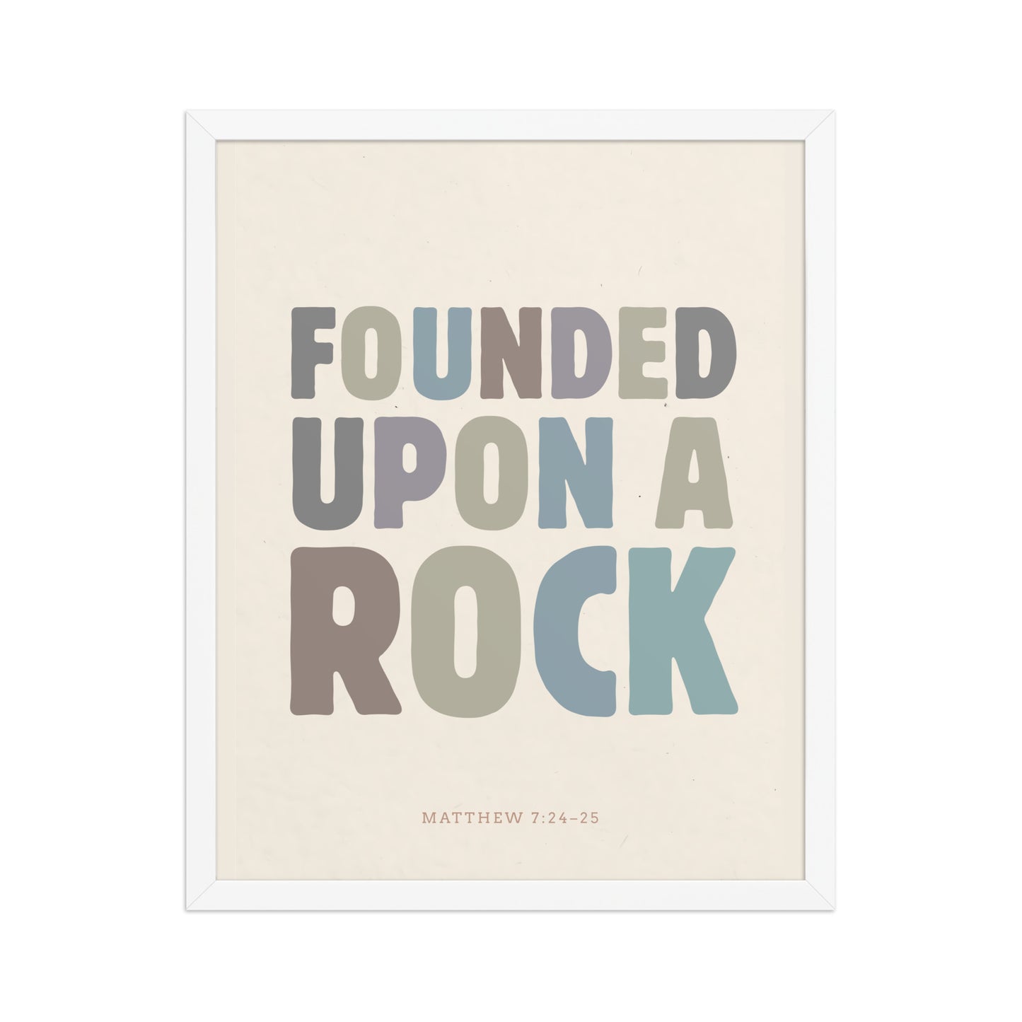 Matthew 7:24-25 Wall Art - "Founded Upon a Rock" Framed print    Black / 8″×10″-Black / 11″×14″-Black / 12″×16″-Black / 12″×18″-Black / 16″×20″ 