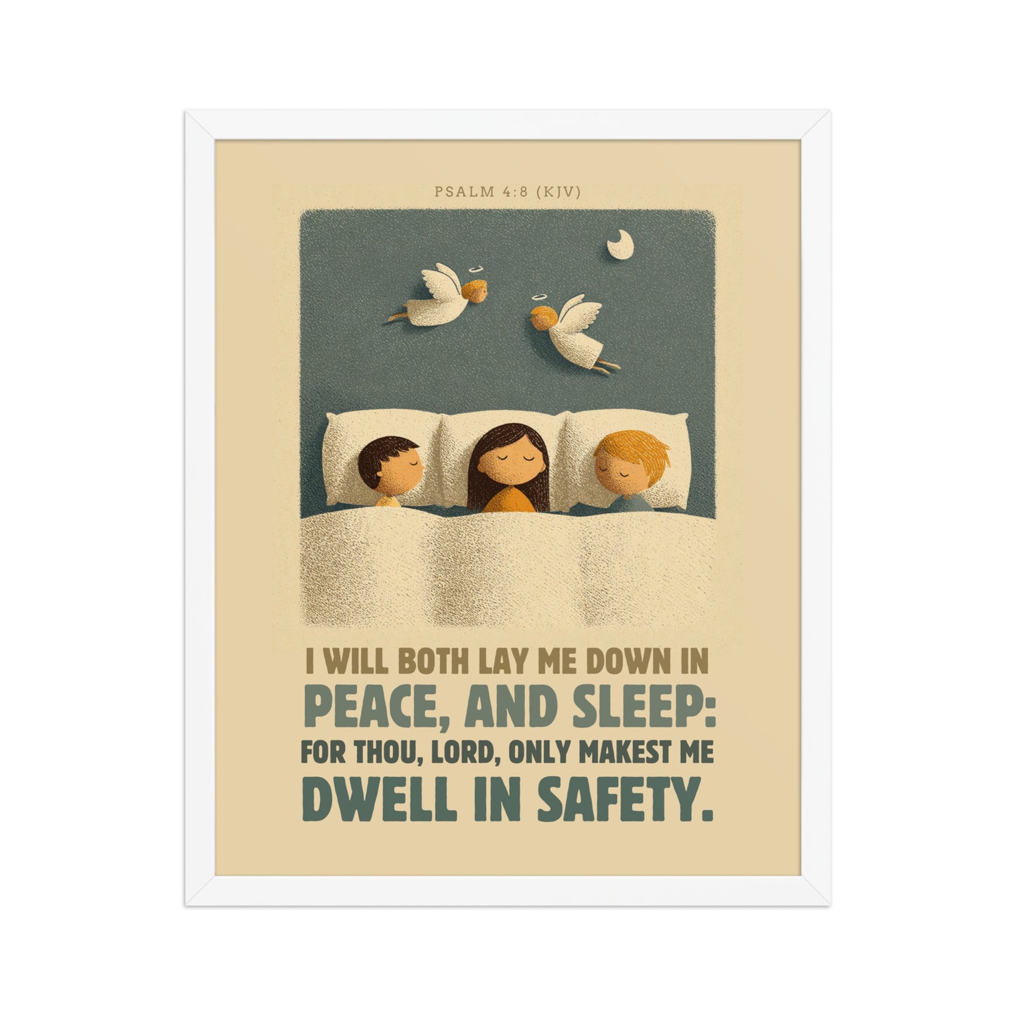 Psalm 4:8 Nursery Wall Art    Unframed Matte Paper / 8″×10″-Unframed Matte Paper / 11″×14″-Unframed Matte Paper / 12″×16″-Unframed Matte Paper / 12″×18″-Unframed Matte Paper / 16″×20″ 