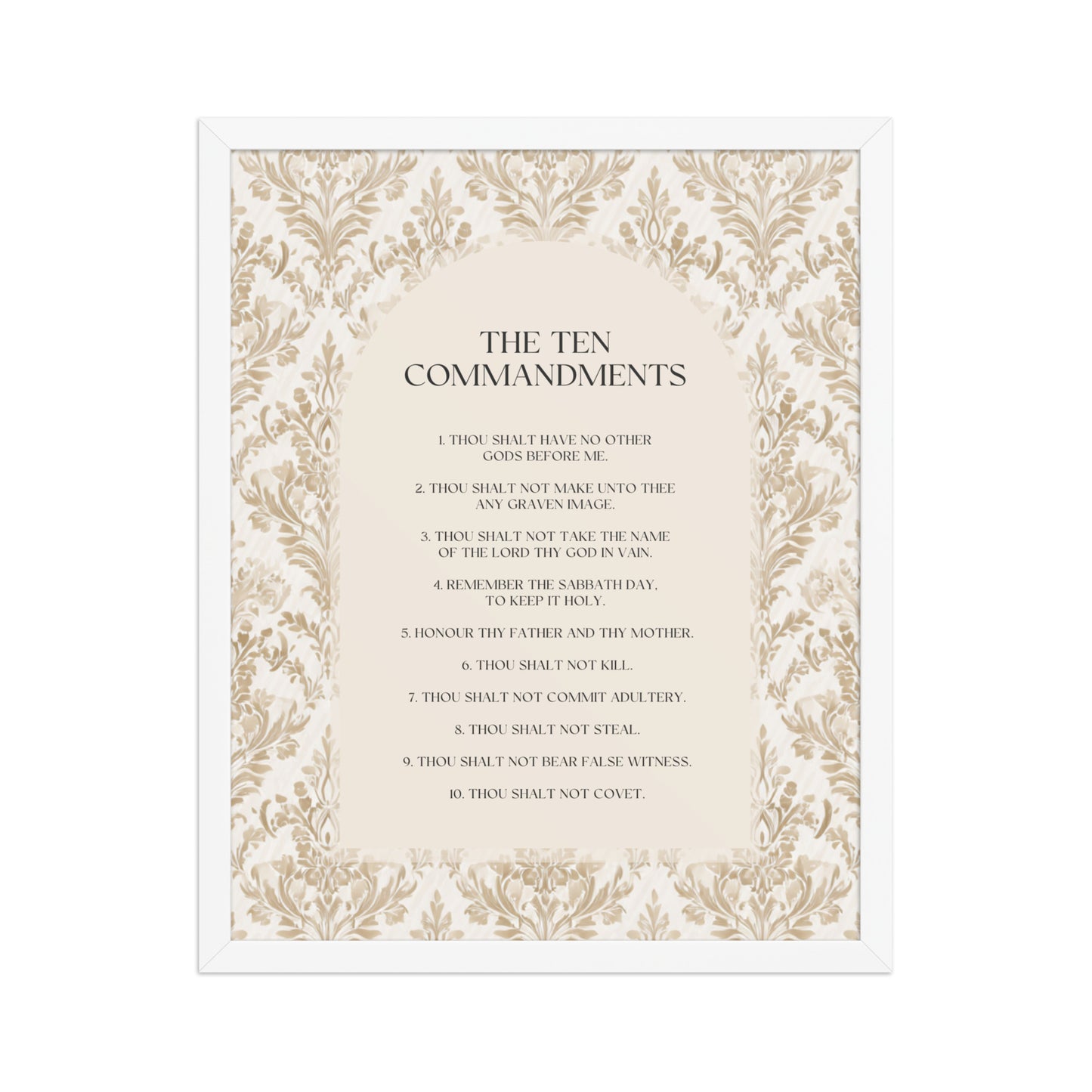 The Ten Commandments: Arch Design Print with Roman Numerals or List    Unframed Matte Paper / 8″×10″ / List-Unframed Matte Paper / 8″×10″ / Roman Numerals-Unframed Matte Paper / 11″×14″ / List-Unframed Matte Paper / 11″×14″ / Roman Numerals-Unframed Matte Paper / 12″×16″ / List 