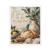 Give Us This Day Our Daily Bread Matthew 6:11 — Matte White Frame / 16″×20″ portrait mockup