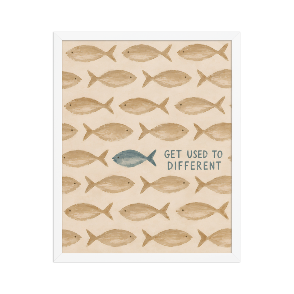 Get Used To Different Christian wall art — Matte White Frame / 16″×20″ portrait mockup