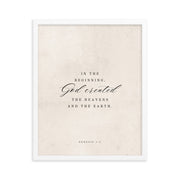 Genesis Verse 1:1 on a Beige Background  