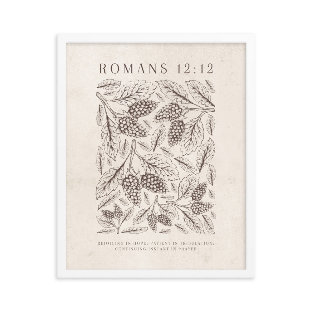 Romans 12:12 Floral On Beige  