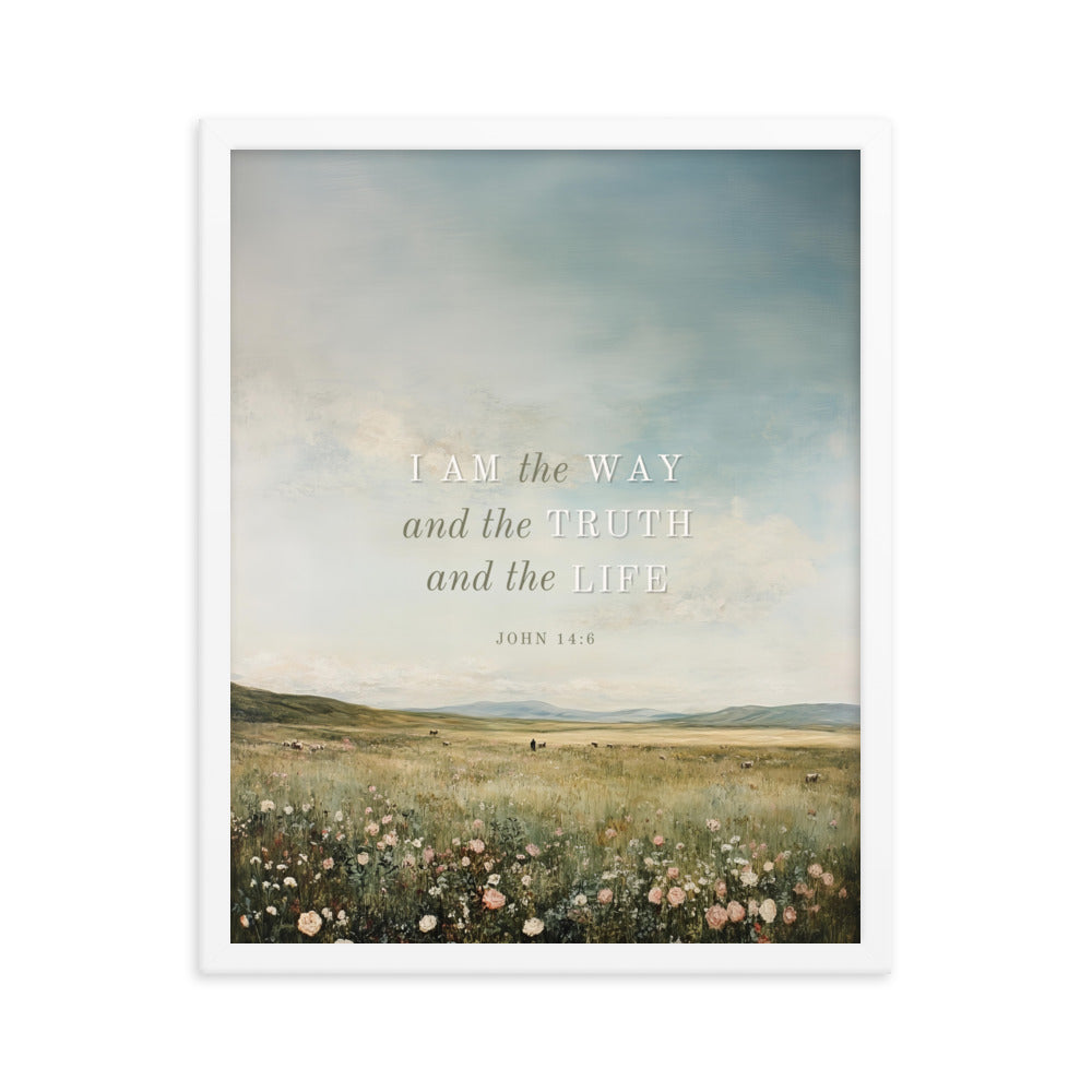 John 14:6 Meadow Scenery With Light Or Dark Text  