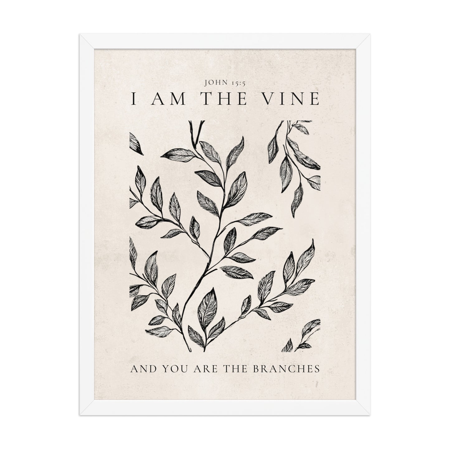 John 15:5 Vintage Floral On Beige Background