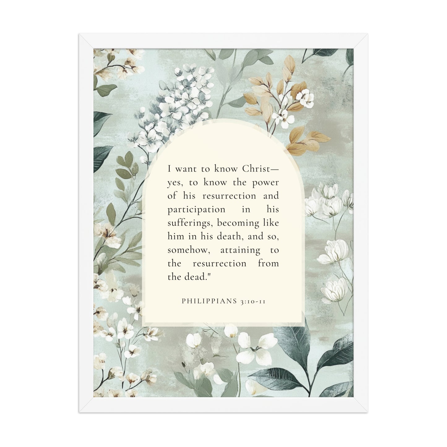 Philippians 3:10-11 –  Soft Floral Background 18x24