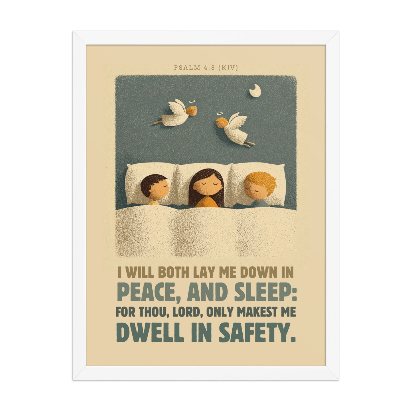 Psalm 4:8 Nursery Wall Art    Unframed Matte Paper / 8″×10″-Unframed Matte Paper / 11″×14″-Unframed Matte Paper / 12″×16″-Unframed Matte Paper / 12″×18″-Unframed Matte Paper / 16″×20″ 